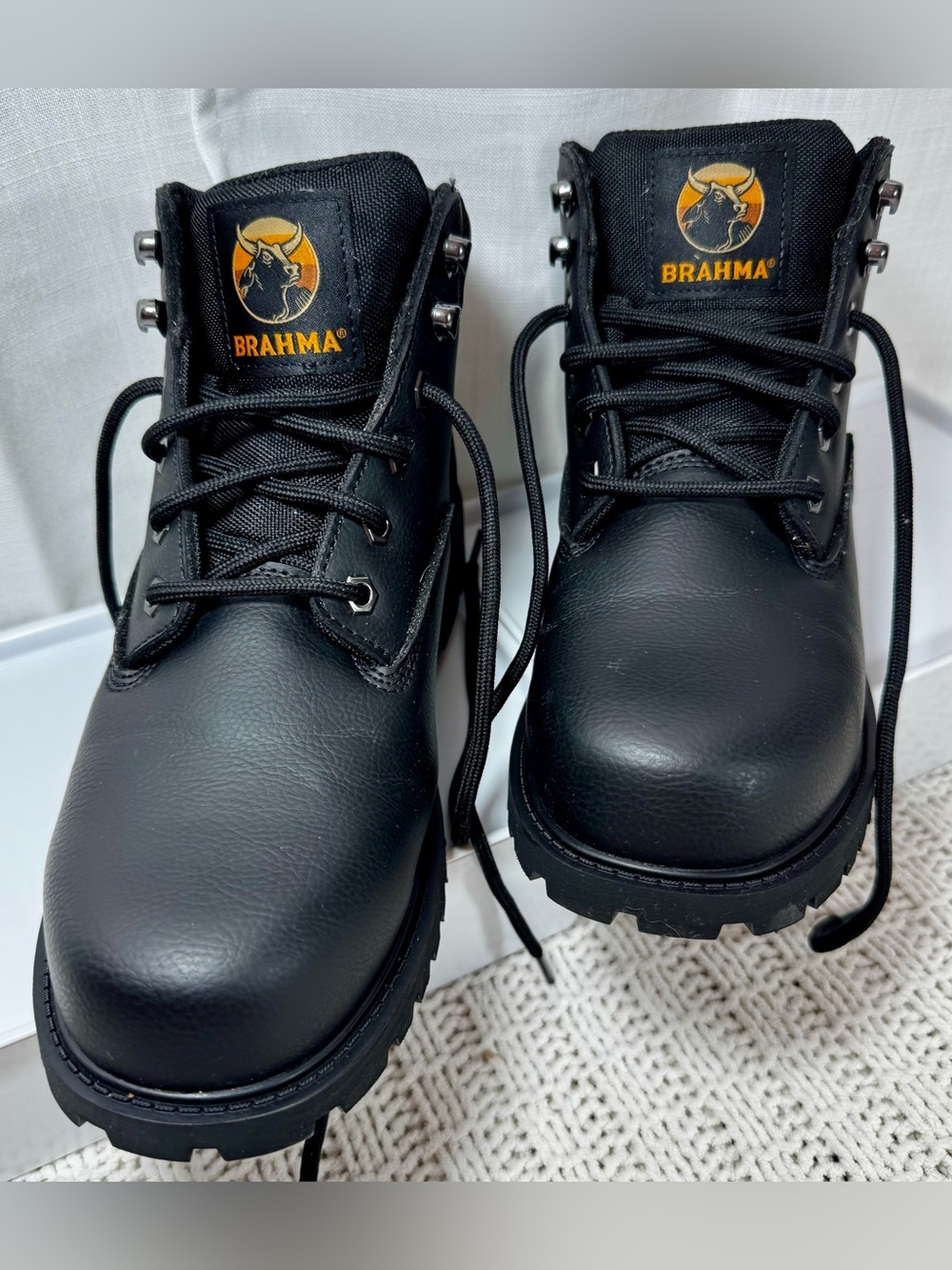 Brahma Black Men's Safety Work Boots with Orange Logo